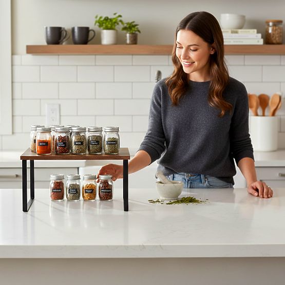Étagère de cuisine en bambou GINGER MAX rustique