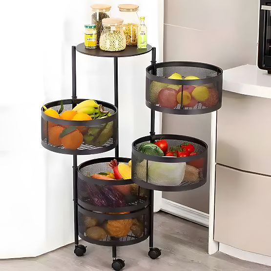 Étagère de cuisine organisateur avec étagères pivotantes 5 niveaux métal ModernHome