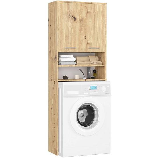 ÉTAGÈRE DE SALLE DE BAIN FIN AU-DESSUS DE LA MACHINE À LAVER CHÊNE ARTISAN