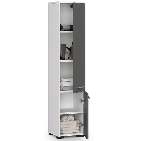 ÉTAGÈRE DE SALLE DE BAIN FIN COLONNE 30 2D 140cm BLANC / GRIS