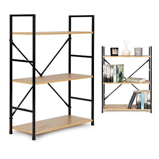 Étagère en bois cadre métallique large LOFT 3 étagères