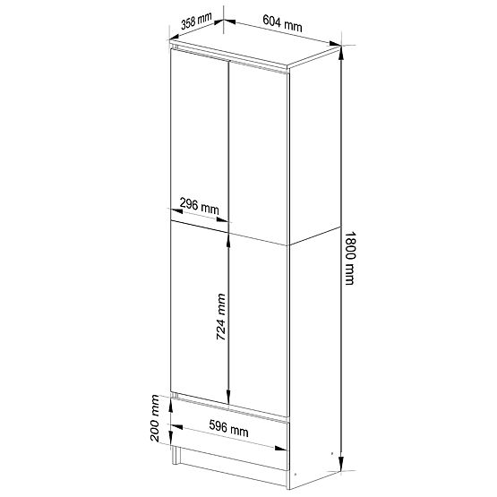 ÉTAGÈRE FERMÉE R60 2D 1SZ CLP PK CHÊNE SONOMA