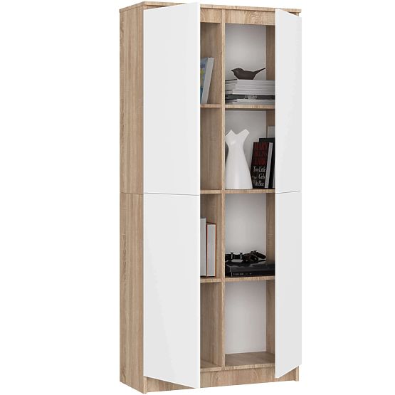 ÉTAGÈRE FERMÉE R80 2D 8P CLP CHÊNE SONOMA / BLANC