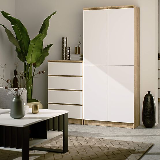 ÉTAGÈRE FERMÉE R80 2D 8P CLP CHÊNE SONOMA / BLANC