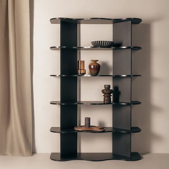 Étagère haute Rheo, noire, ondulée