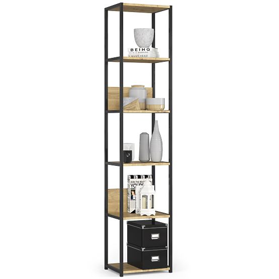Étagère loft en métal 40 cm - noir-chêne artisan - 6 étagères
