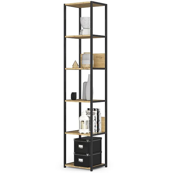 Étagère loft en métal 40 cm - noir-chêne artisan - 6 étagères