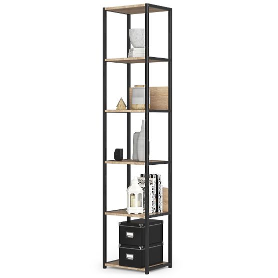 Étagère loft en métal 40 cm - noir-chêne sonoma - 6 étagères