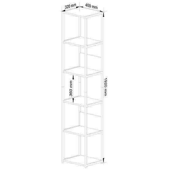 Étagère loft en métal 40 cm - noir-chêne sonoma - 6 étagères