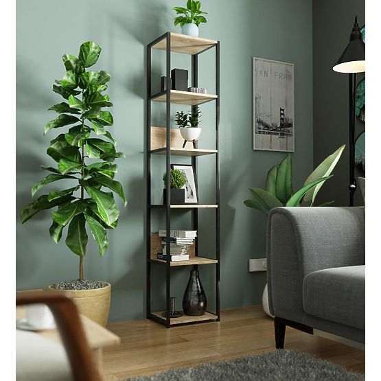 Étagère loft en métal 40 cm - noir-chêne sonoma - 6 étagères