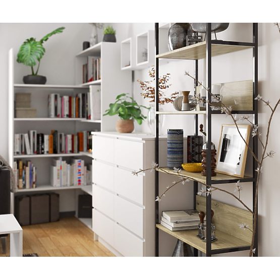 Étagère loft en métal 70 cm - noir-chêne artisan - 6 étagères