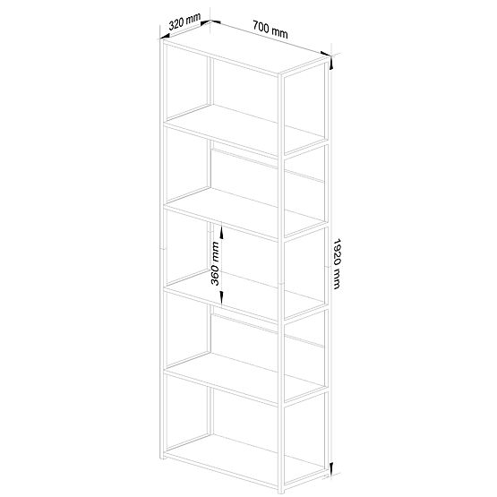 Étagère loft en métal 70 cm - noir-chêne artisan - 6 étagères