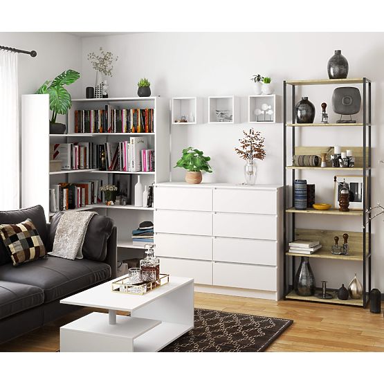 Étagère loft en métal 70 cm - noir-chêne artisan - 6 étagères