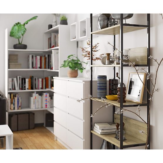 Étagère loft en métal 70 cm - noir-chêne artisan - 6 étagères