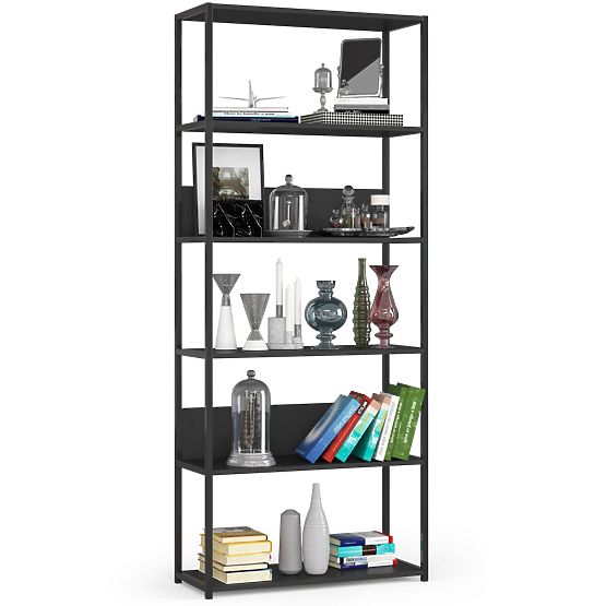 Étagère loft en métal 80 cm - noir-noir - 6 étagères