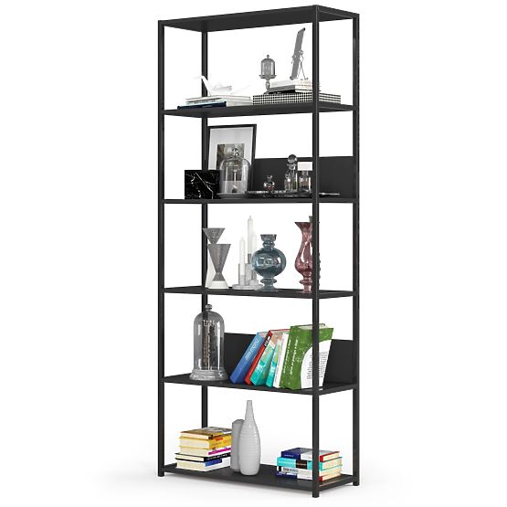 Étagère loft en métal 80 cm - noir-noir - 6 étagères