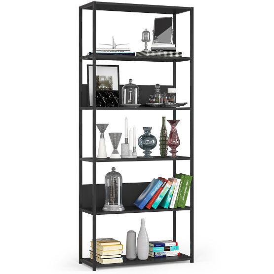 Étagère loft en métal 80 cm - noir-noir - 6 étagères