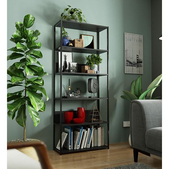 Étagère loft en métal 80 cm - noir-noir - 6 étagères