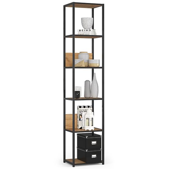 ÉTAGÈRE MÉTALLIQUE LOFT 400 NOIR/CHÊNE CRAFT