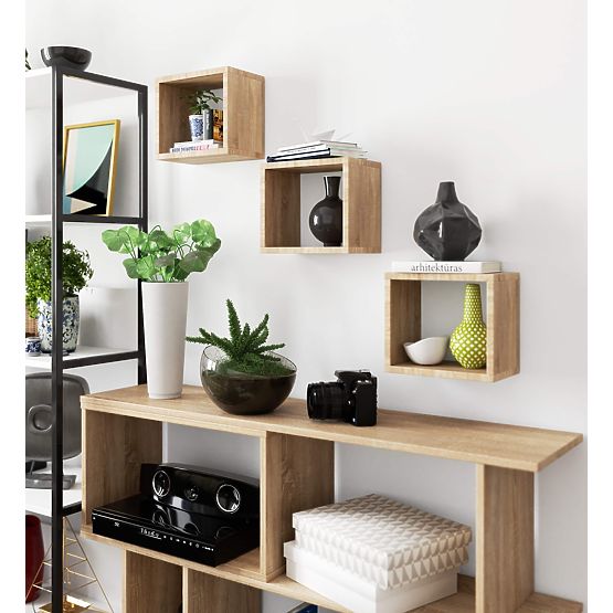 ÉTAGÈRE MURALE K 25x25cm ENSEMBLE DE 3pcs CHÊNE SONOMA