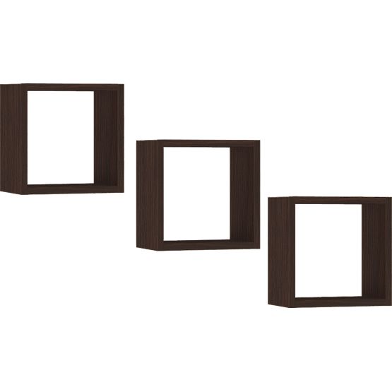 ÉTAGÈRE MURALE K 25x25cm ENSEMBLE DE 3pcs WENGE
