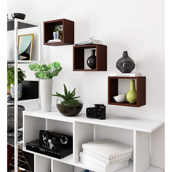 ÉTAGÈRE MURALE K 25x25cm ENSEMBLE DE 3pcs WENGE
