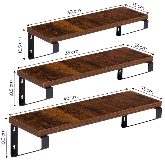 Étagère murale pour plantes 3 étagères suspendues décoration loft ModernHome