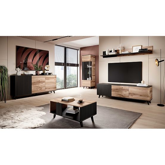 Étagère Murale RANDOM P-2 - Chêne Wotan/Noir