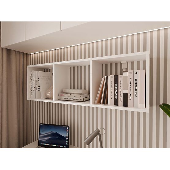 Étagère Murale Suspendue COBI 1X3 - Étagère Murale Moderne 3 Compartiments Blanc Mat