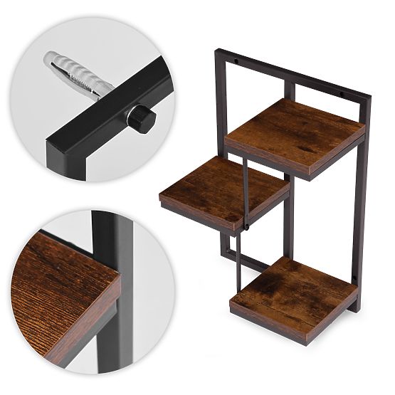 Étagère murale suspendue pour plantes, décoration à 3 niveaux loft ModernHome