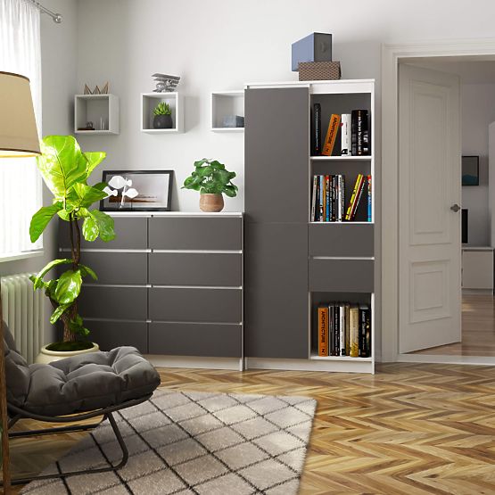 ÉTAGÈRE R15 R80 1D 2SZ CLP PK BLANC / GRIS