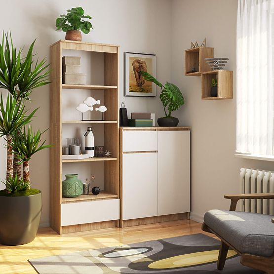 ÉTAGÈRE R60 1TI 4P CLP PK CHÊNE SONOMA / BLANC