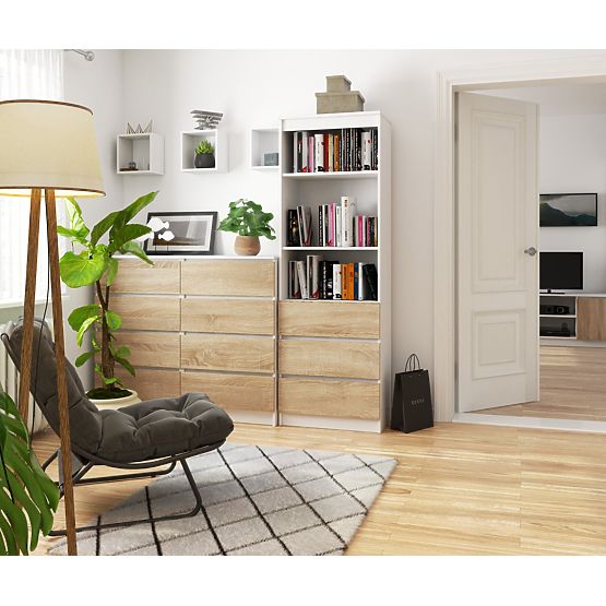 ÉTAGÈRE R60 3TI 2P CLP PK BLANC / SONOMA