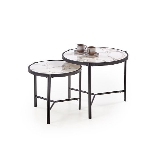 FATIMA ensemble de 2 bancs, marbre blanc / noir (1p=1 pièce)