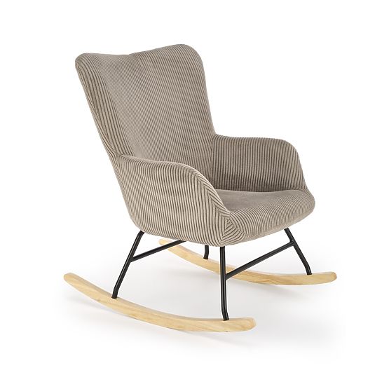 Fauteuil à bascule BELMIRO - velours côtelé gris