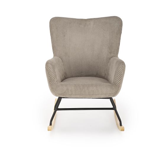 Fauteuil à bascule BELMIRO - velours côtelé gris