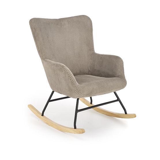 Fauteuil à bascule BELMIRO - velours côtelé gris