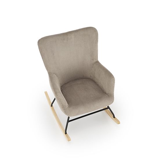 Fauteuil à bascule BELMIRO - velours côtelé gris