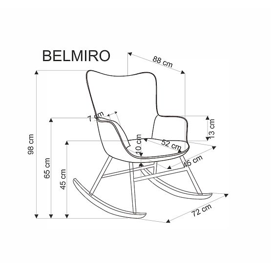 Fauteuil à bascule BELMIRO - velours côtelé gris
