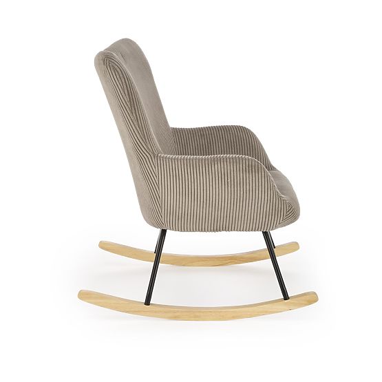 Fauteuil à bascule BELMIRO - velours côtelé gris