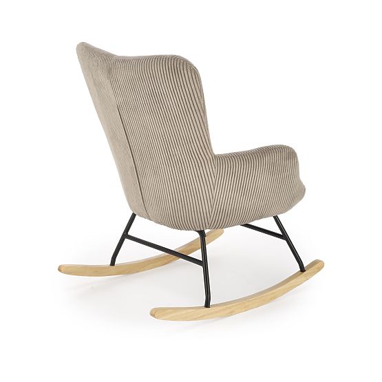 Fauteuil à bascule BELMIRO - velours côtelé gris
