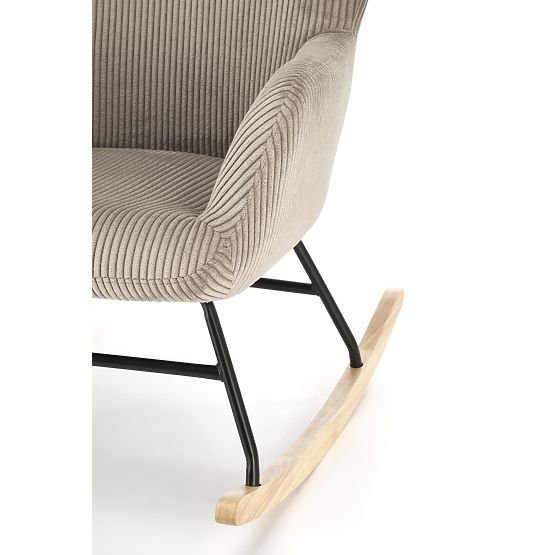 Fauteuil à bascule BELMIRO - velours côtelé gris