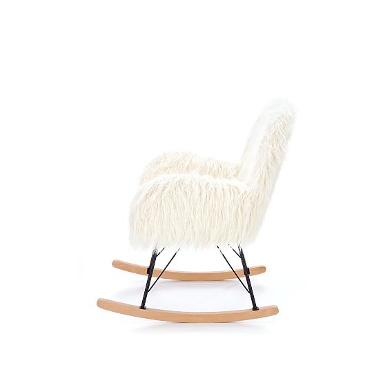 Fauteuil à bascule en fausse fourrure AUSTIN - crème