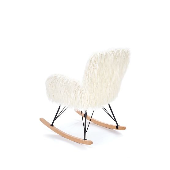 Fauteuil à bascule en fausse fourrure AUSTIN - crème