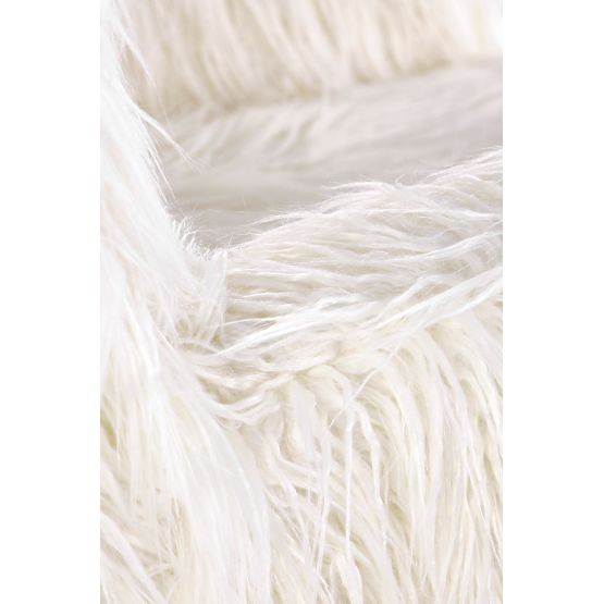 Fauteuil à bascule en fausse fourrure AUSTIN - crème