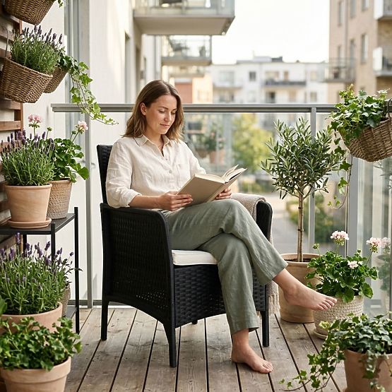 Fauteuil de jardin avec coussin chaise pour balcon terrasse jardin noir MultiGarden