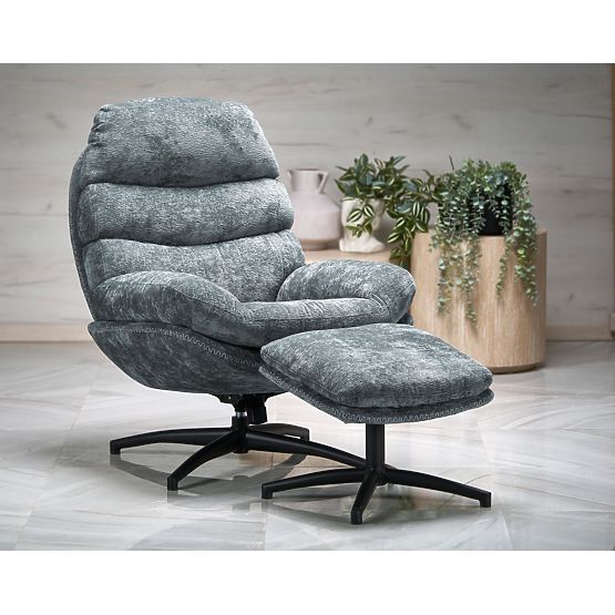 Fauteuil de relaxation DARIO avec repose-pieds et fonction basculante, bleu (1p=1pc)