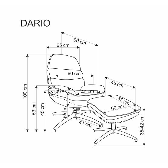 Fauteuil de relaxation DARIO avec repose-pieds et fonction basculante, bleu (1p=1pc)
