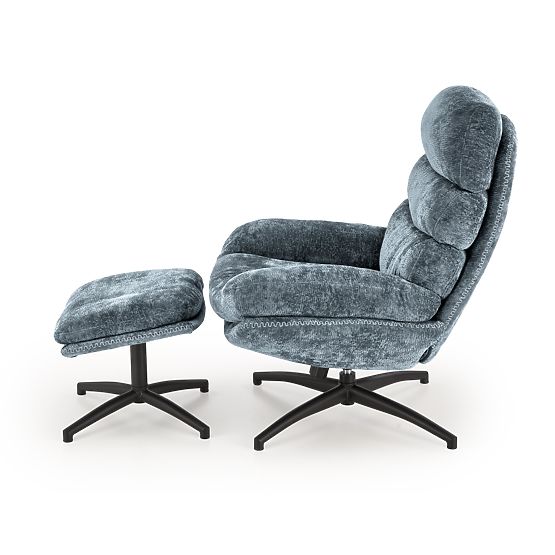 Fauteuil de relaxation DARIO avec repose-pieds et fonction basculante, bleu (1p=1pc)