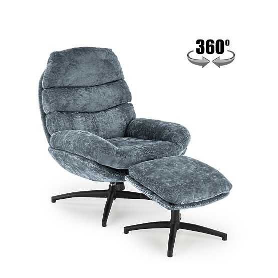 Fauteuil de relaxation DARIO avec repose-pieds et fonction basculante, bleu (1p=1pc)